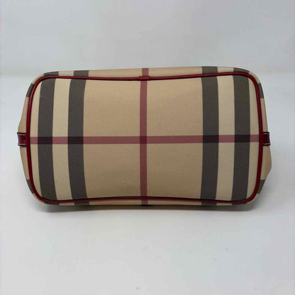 Pre-Owned Burberry Red Multi Coated Canvas Designer Handbag