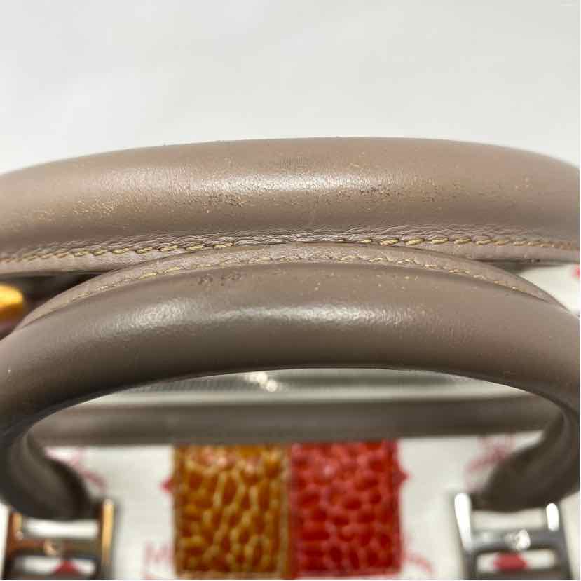 Pre-Owned MCM White Multi Leather Designer Handbag