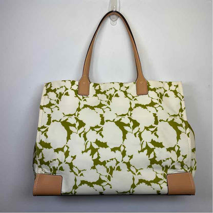 Pre-Owned Tory Burch Green Floral Nylon Handbag