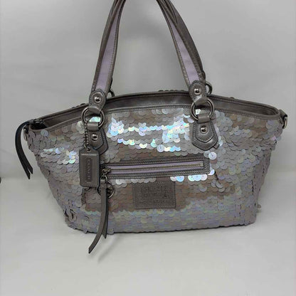 Pre-Owned Coach Silver Sequined Handbag