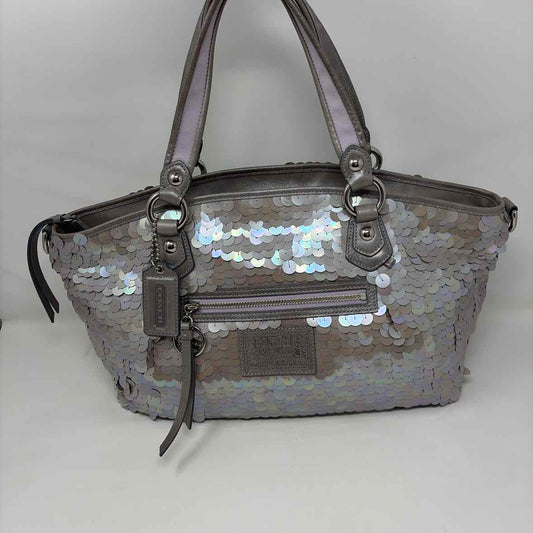 Pre-Owned Coach Silver Sequined Handbag