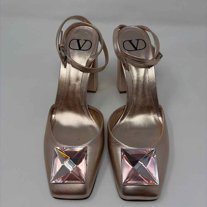 Pre-Owned Valentino Pink Leather Shoe Size 7.5 Designer Shoes