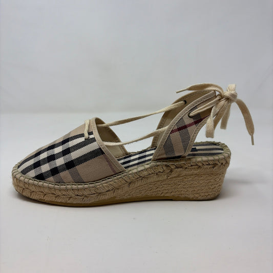Pre-Owned Burberry Red Multi Fabric Shoe Size 9.5 Designer Shoes
