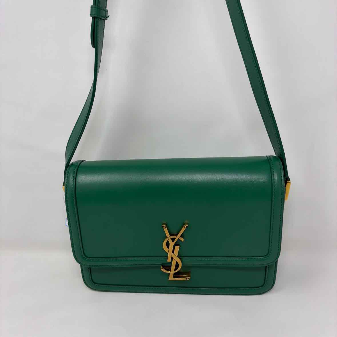 Pre-Owned Saint Laurent Green Leather Designer Handbag