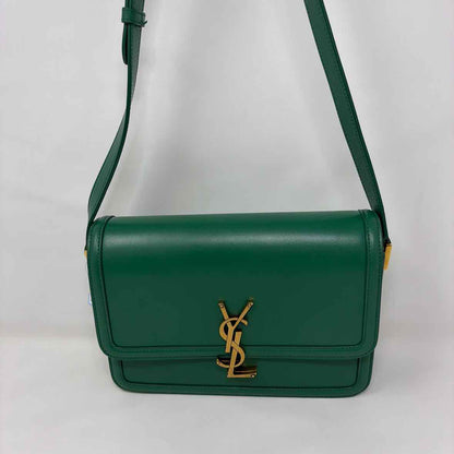 Pre-Owned Saint Laurent Green Leather Designer Handbag