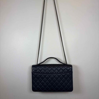 Pre-Owned Chanel Navy Leather Designer Handbag