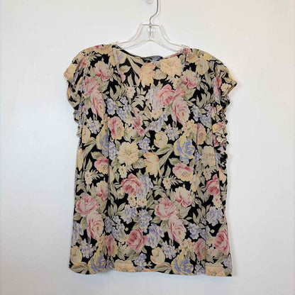Pre-Owned Size XL Black Tape Black Floral Top