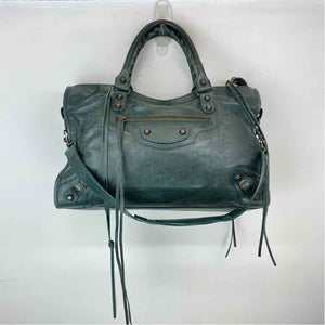 Pre-Owned Balenciaga Green Leather Designer Handbag