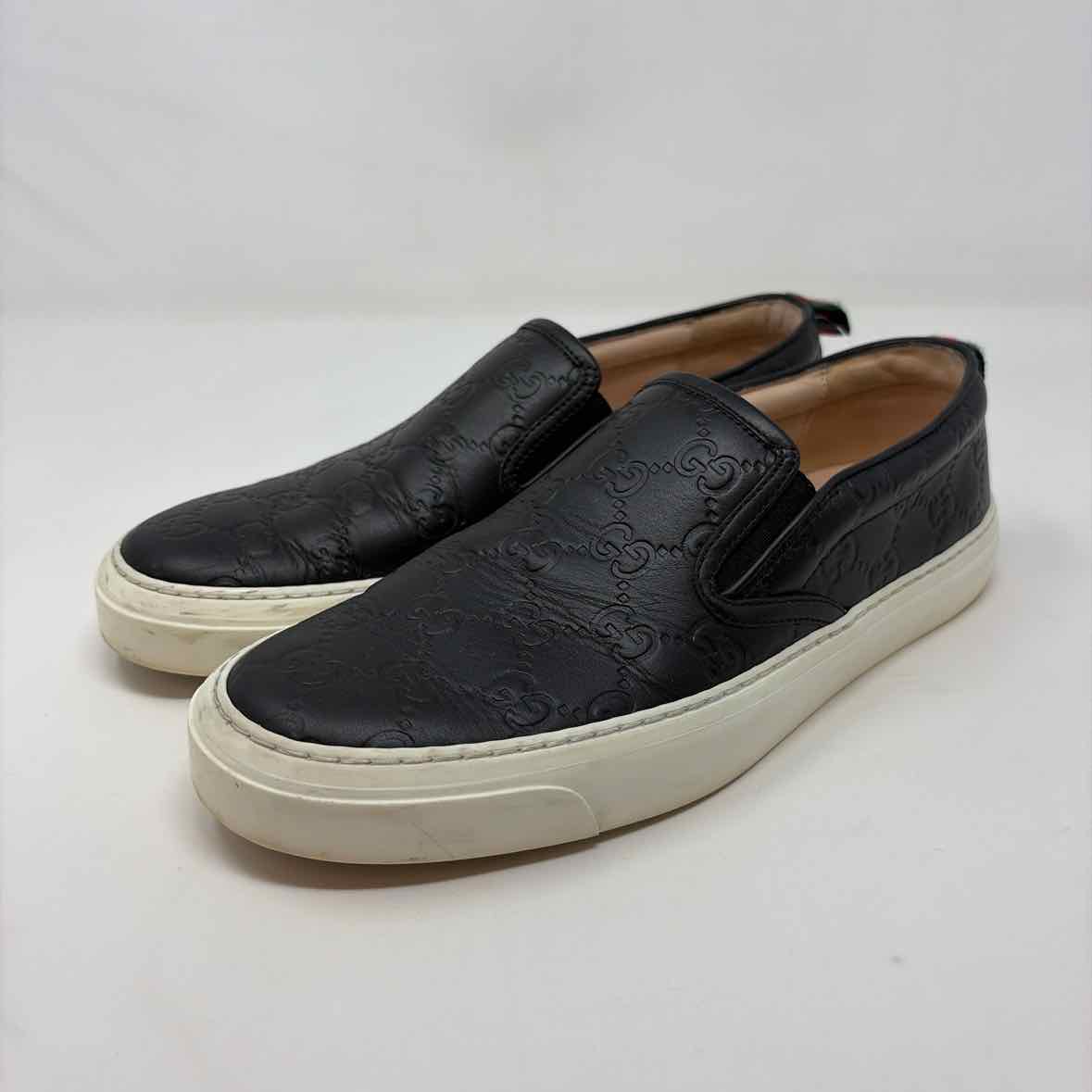 Pre-Owned Gucci Black Leather Shoe Size 7.5 Designer Shoes