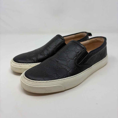 Pre-Owned Gucci Black Leather Shoe Size 7.5 Designer Shoes