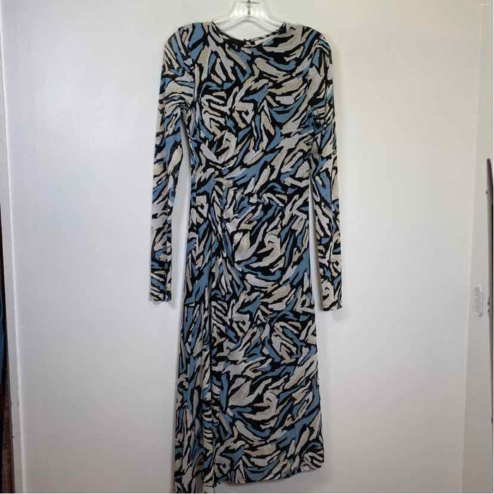 Pre-Owned Size 10/L TOPSHOP Blue Multi Casual Dress