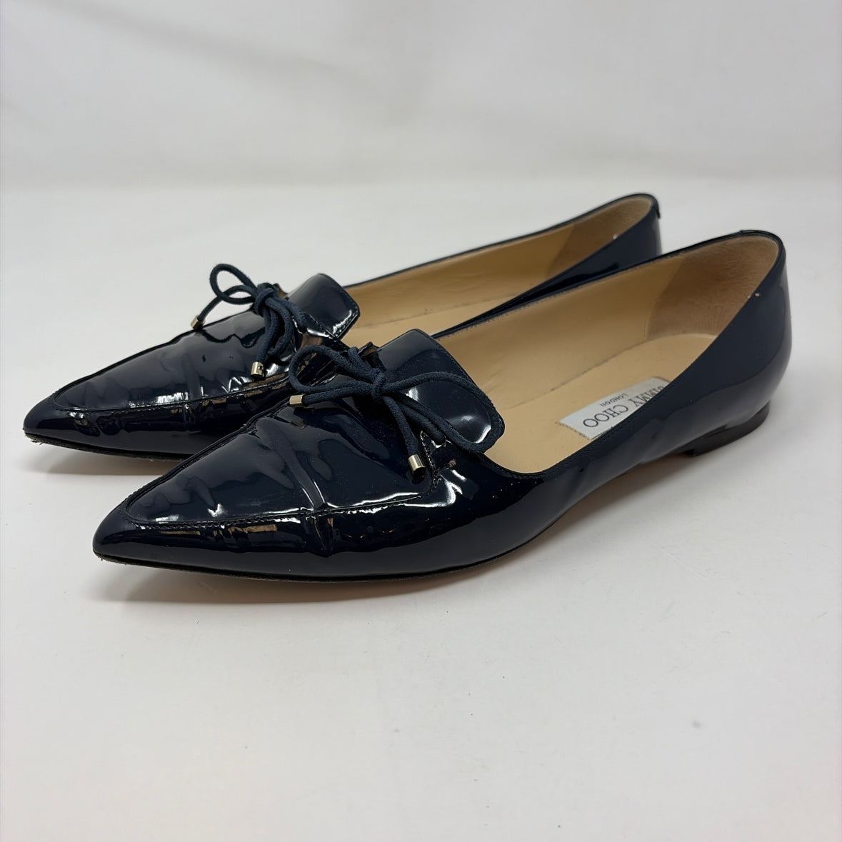Pre-Owned Jimmy Choo Navy Patent Shoe Size 9 Designer Shoes