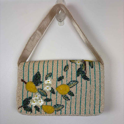 Pre-Owned Boutique Cream Multi Beaded Handbag