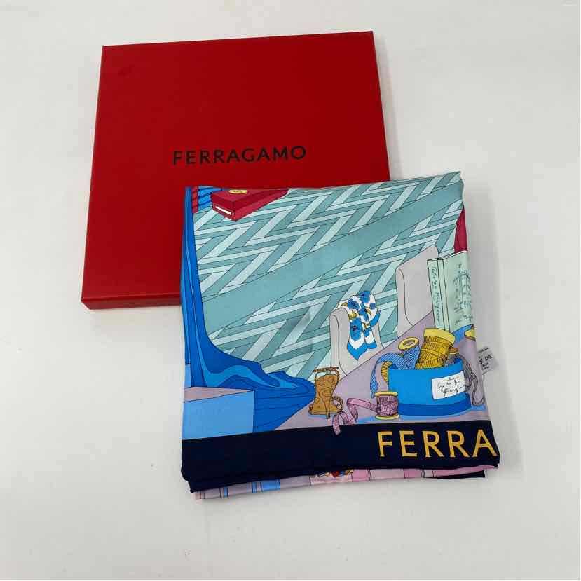 Pre-Owned Ferragamo Multi Silk Designer Scarf