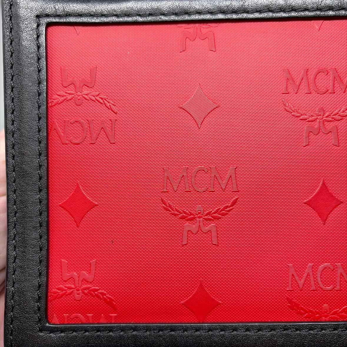Pre-Owned MCM Red/Black Canvas Designer Handbag