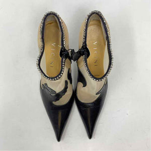 Pre-Owned Shoe Size 4.5 Vicini Black W/ Beige Heels