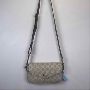 Pre-Owned Gucci Cream Canvas Designer Handbag