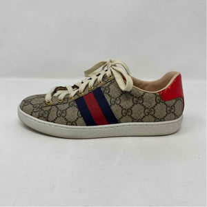 Pre-Owned Gucci Monogram Leather Shoe Size 6 Designer Shoes