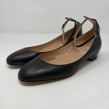 Pre-Owned Valentino Black Leather Shoe Size 8.5 Designer Shoes