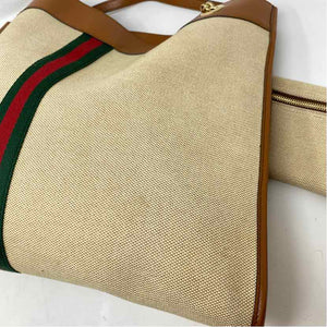 Pre-Owned Gucci Beige Canvas Designer Handbag