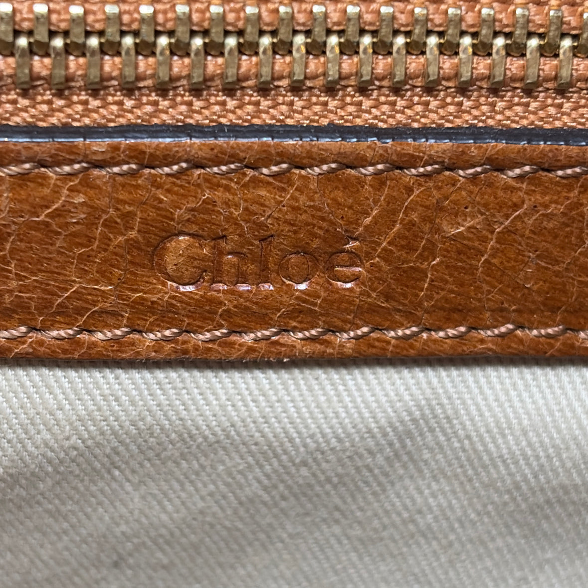 Pre-Owned Chloe Cognac Leather Designer Handbag