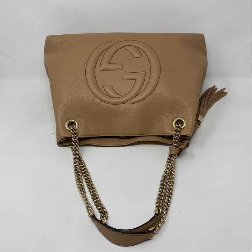 Pre-Owned Gucci Tan Leather Designer Handbag