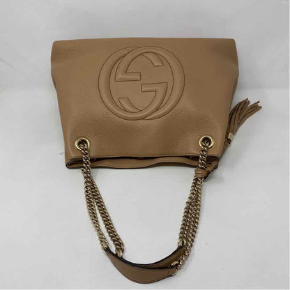 Pre-Owned Gucci Tan Leather Designer Handbag