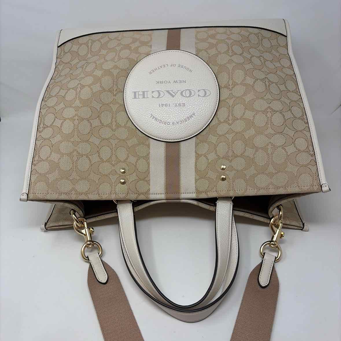 Pre-Owned Coach Cream Fabric Handbag