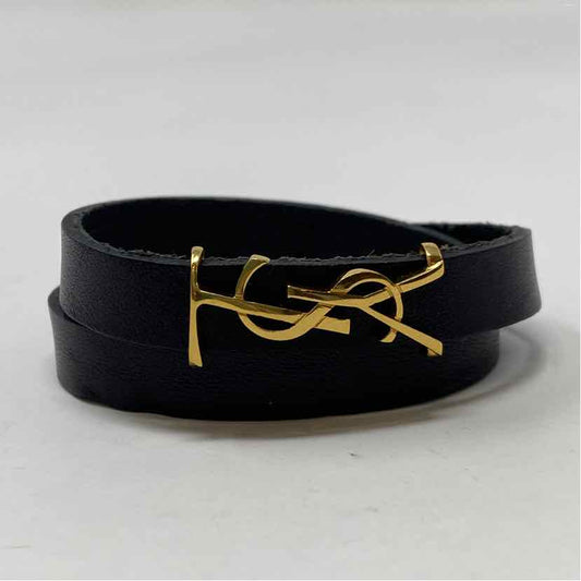 Pre-Owned Saint Laurent Black Leather Designer Jewelry