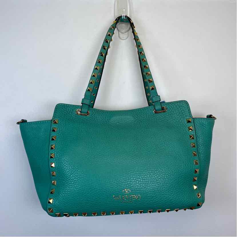 Pre-Owned Valentino Turqouise Leather Designer Handbag