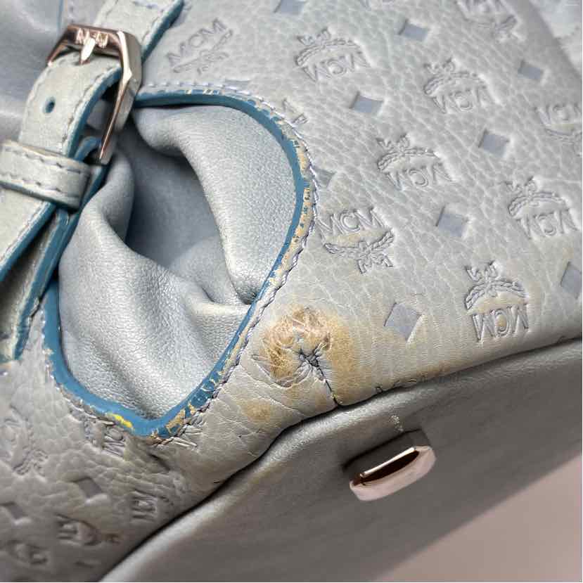 Pre-Owned MCM Turquoise Leather Designer Handbag