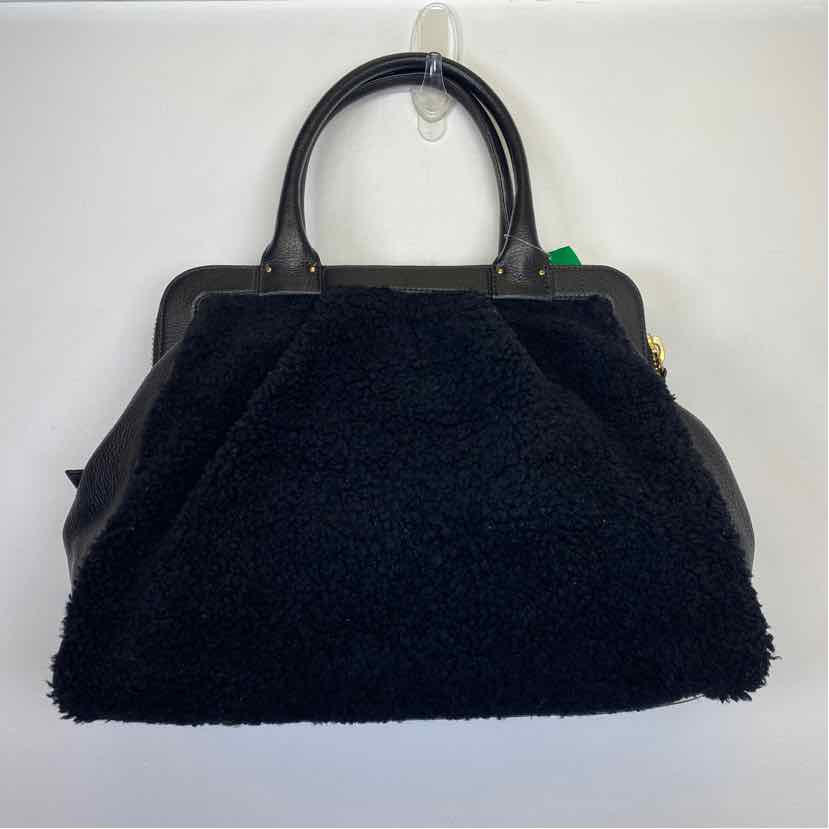 Pre-Owned Stuart Weitzman black  polka dot Faux Shearling Handbag