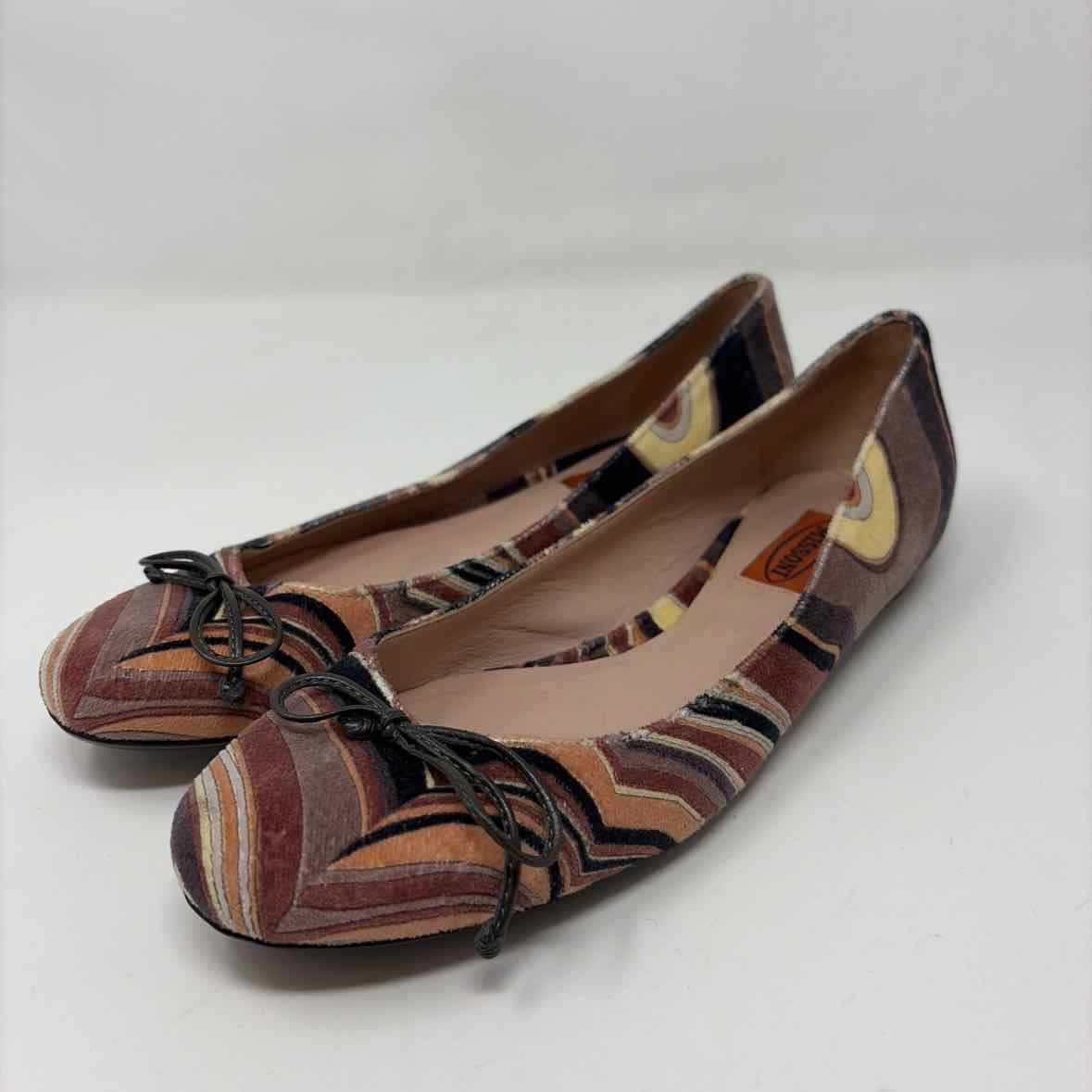 Pre-Owned Missoni Brown Multi Velvet Shoe Size 6.5 Designer Shoes