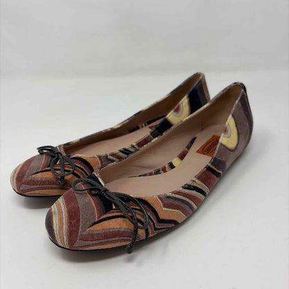 Pre-Owned Missoni Brown Multi Velvet Shoe Size 6.5 Designer Shoes