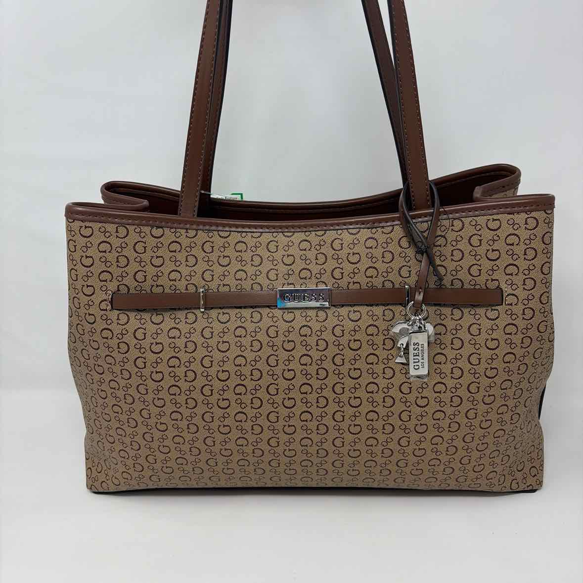 Pre-Owned Guess Brown Canvas Handbag