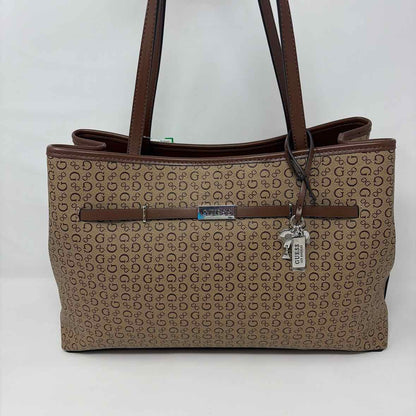 Pre-Owned Guess Brown Canvas Handbag