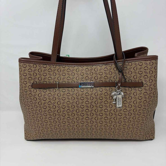 Pre-Owned Guess Brown Canvas Handbag