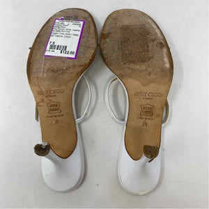 Pre-Owned Jimmy Choo White Leather Shoe Size 7.5 Designer Shoes