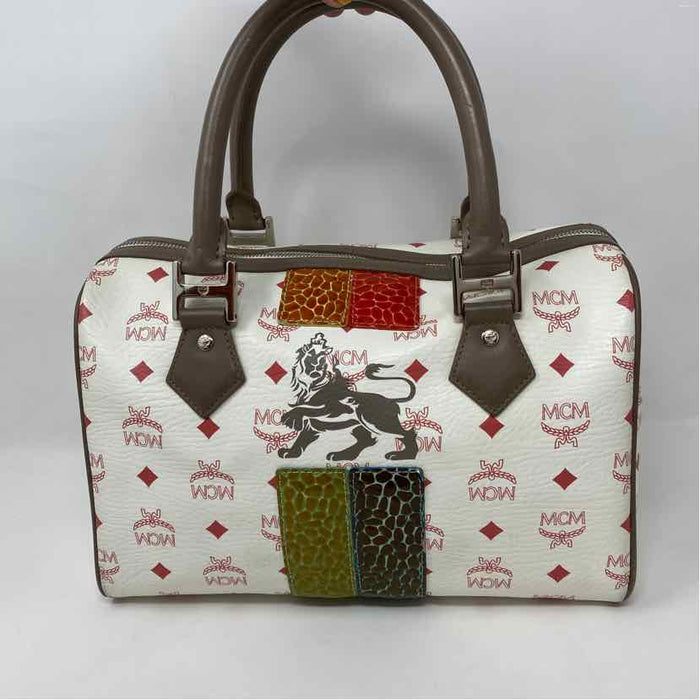 Pre-Owned MCM White Multi Leather Designer Handbag