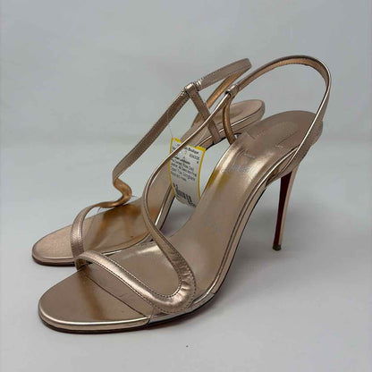 Pre-Owned Christian Louboutin Rose Gold Leather Shoe Size 9.5 Designer Shoes