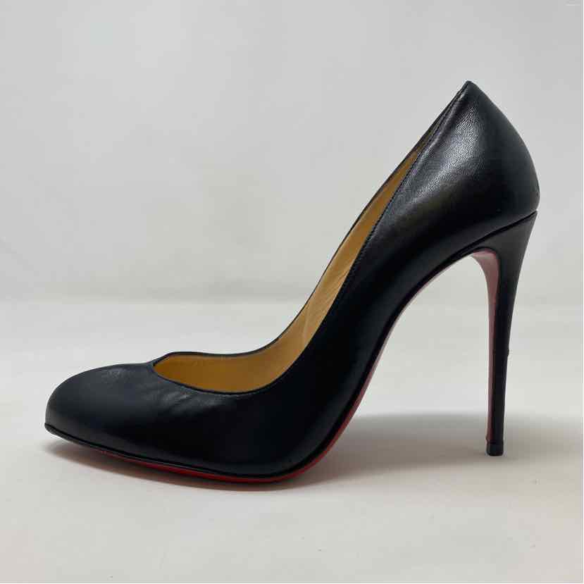 Pre-Owned Christian Louboutin Black Leather Shoe Size 6.5 Designer Shoes