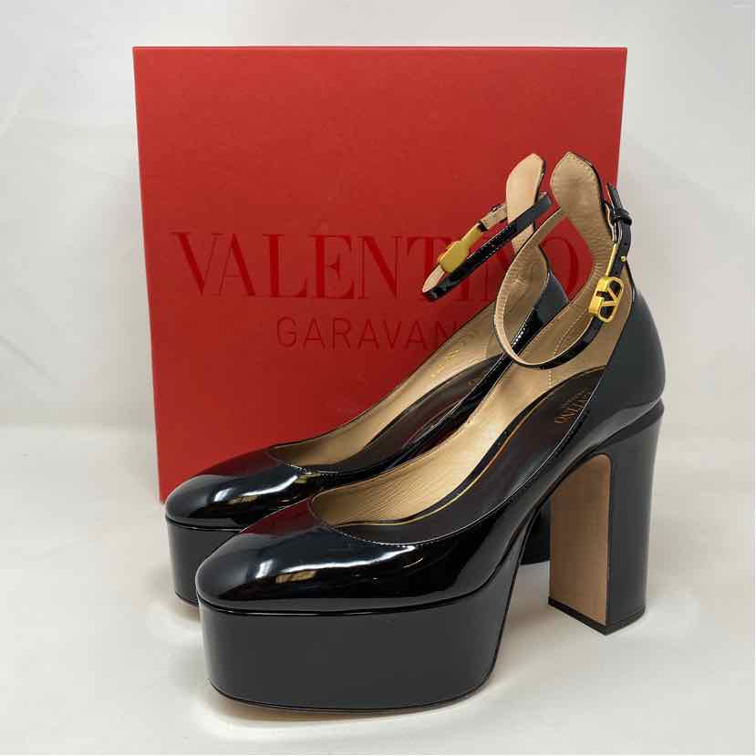 Pre-Owned Valentino Black Patent Shoe Size 8.5 Designer Shoes