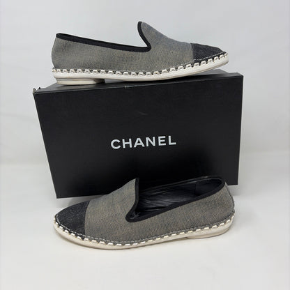 Pre-Owned Chanel Grey Canvas Shoe Size 9.5 Designer Shoes