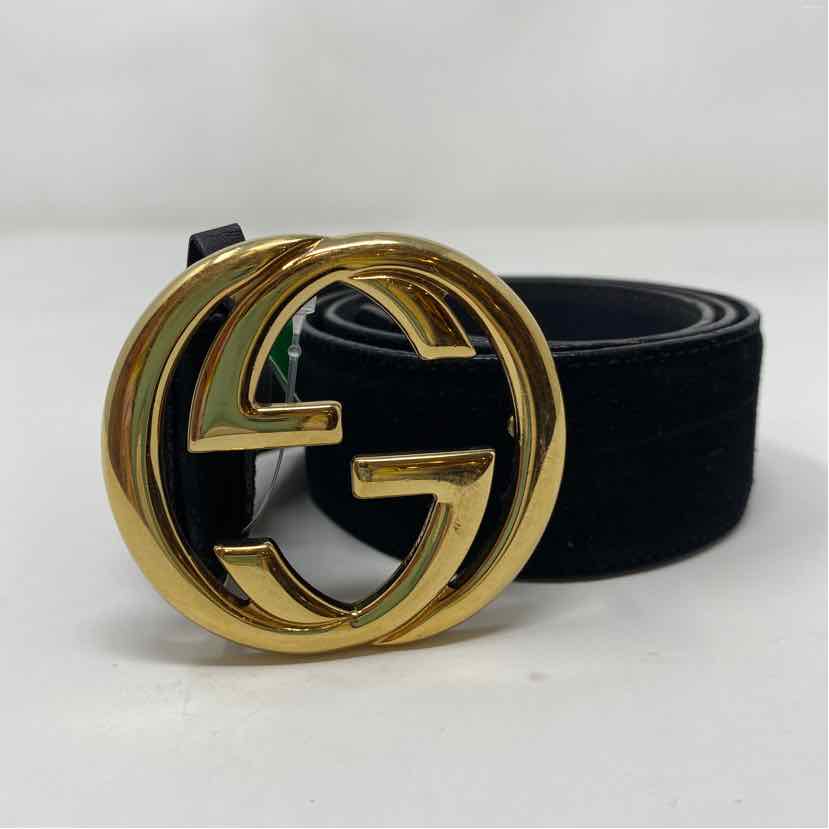 Pre-Owned Gucci Black Suede Designer Belt