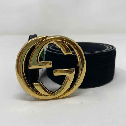 Pre-Owned Gucci Black Suede Designer Belt