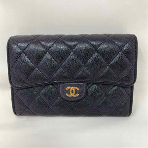 Pre-Owned Chanel Gunmetal Leather Designer Wallet
