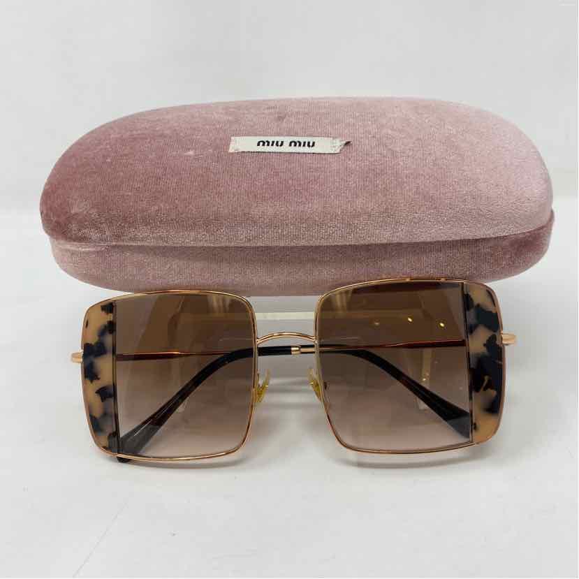 Pre-Owned Mui Mui Gold Metal Designer Sunglasses