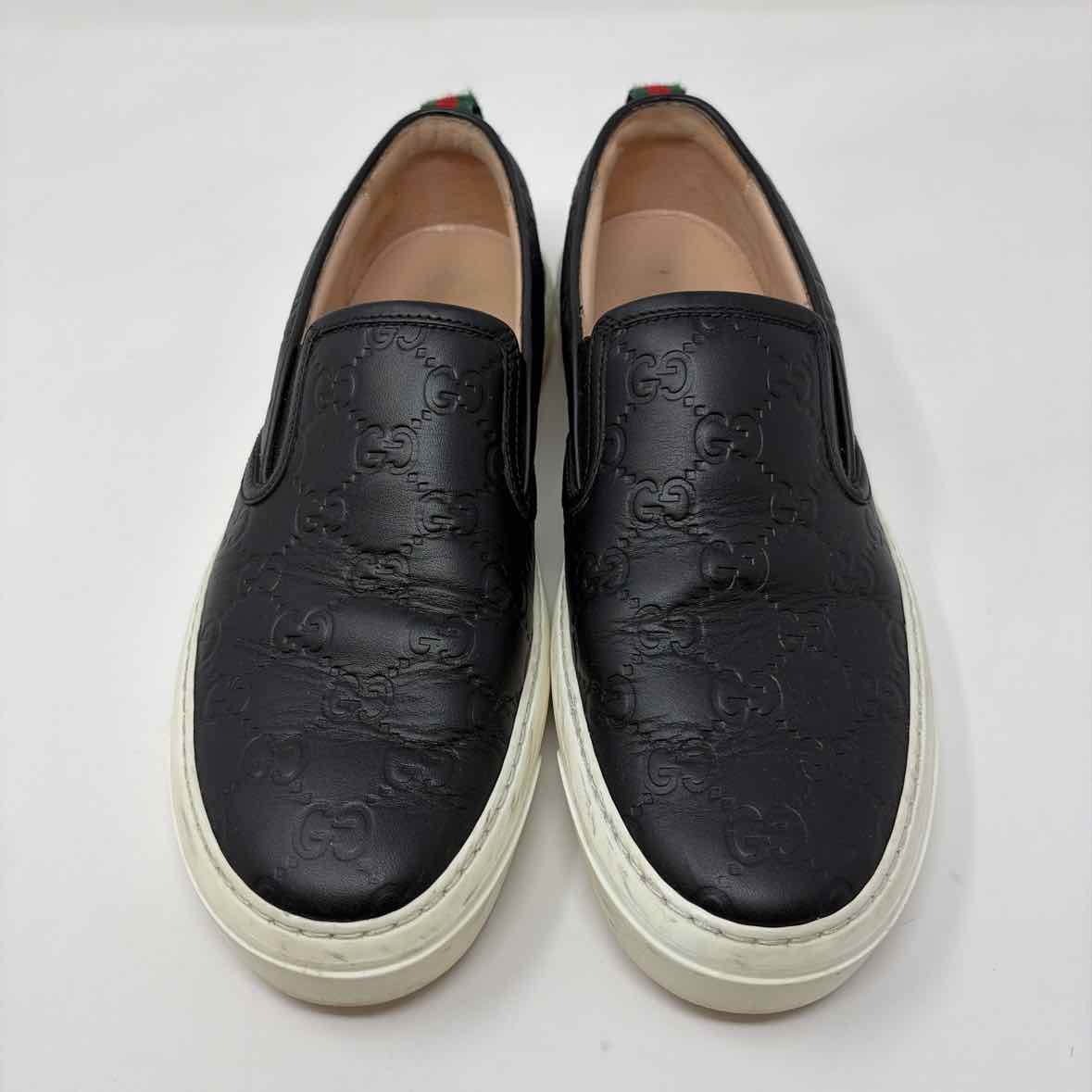 Pre-Owned Gucci Black Leather Shoe Size 7.5 Designer Shoes