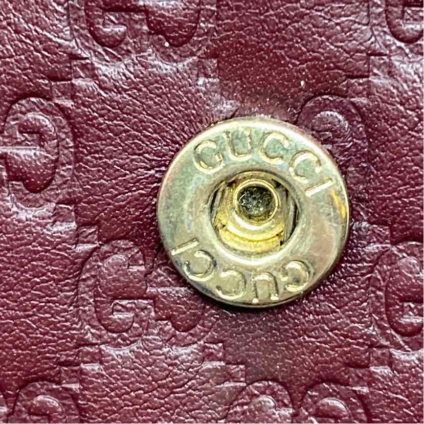 Pre-Owned Gucci Burgundy Leather Designer Wallet