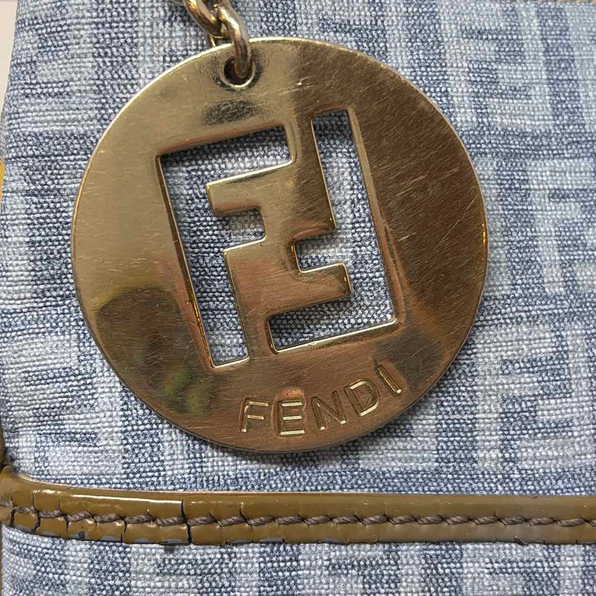 Pre-Owned Fendi Blue Canvas Designer Handbag